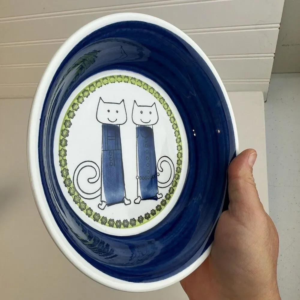 Rorstrand Sweden Laban Blue Cats Child's Bowl Plate Mug Cup Set Whimsical MCM
